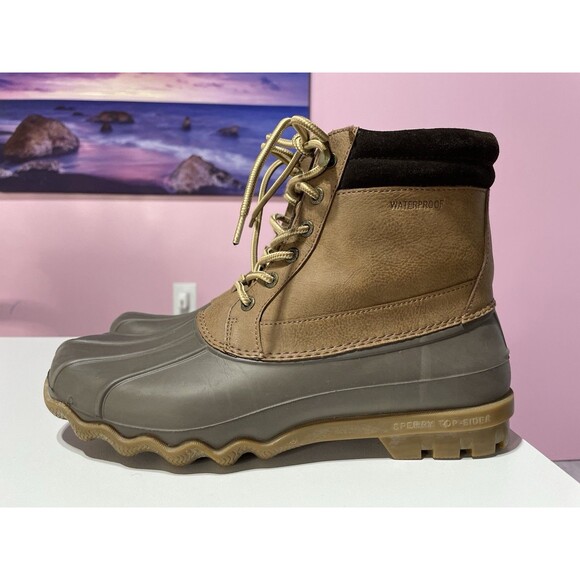 Sperry Boots Mens 8.5 M Brown Topsider Brewster Duck Waterproof Leather Outdoor - Picture 1 of 11